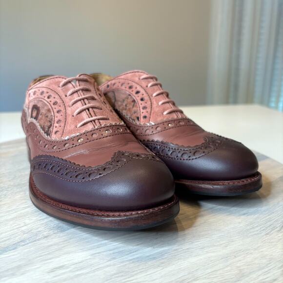 The Office of Angela Scott Mr. Doubt Floral Brogue Oxfords Pink Leather 38 US 8 - Picture 5 of 13